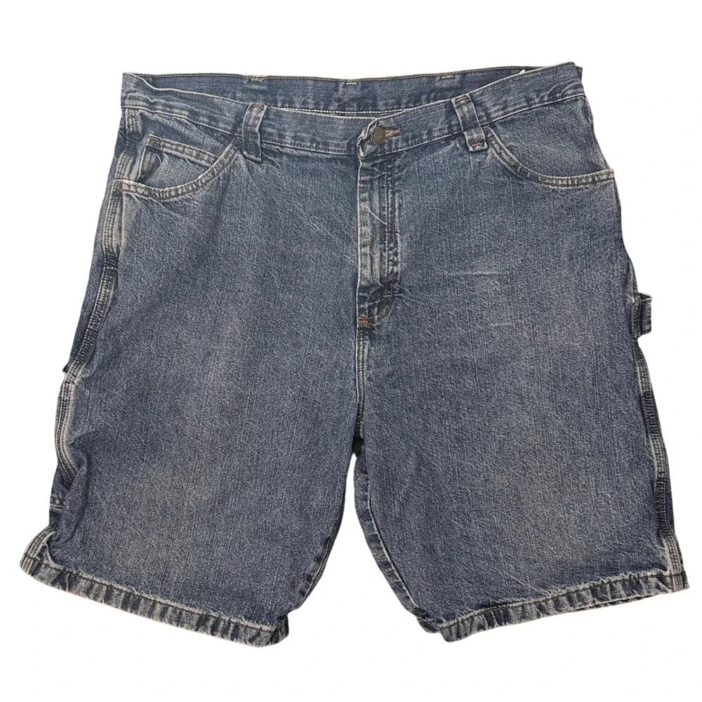 Wrangler Carpenter Denim Shorts 38 Blue Cotton Utility Y2K Workwear Streetwear